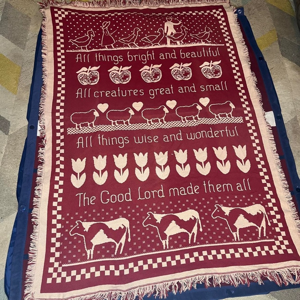 Goodwin Weavers All Things Bright and Beautiful tapestry blanket animals as seen